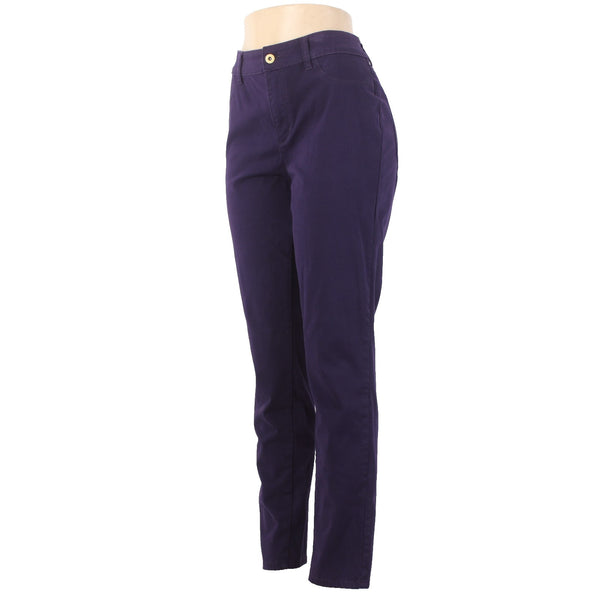Chicos Pant Sz 1 x 29  Dark Purple Faux Pockets Straight Leg Cotton Spandex Pant