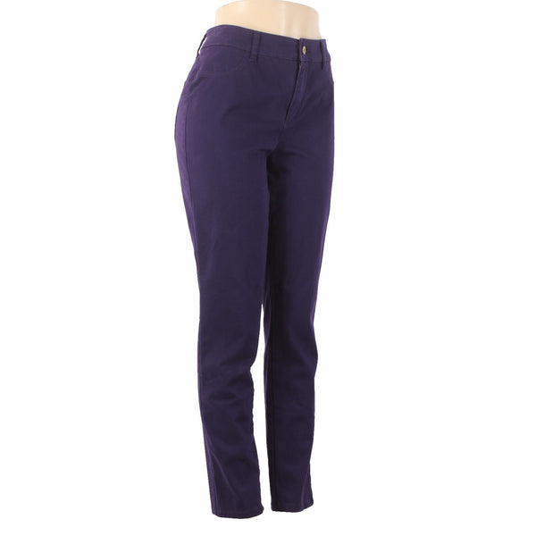 Chicos Pant Sz 1 x 29  Dark Purple Faux Pockets Straight Leg Cotton Spandex Pant