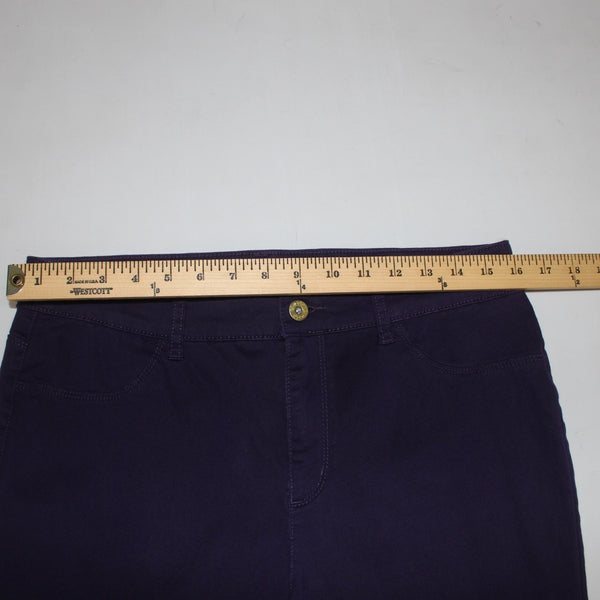 Chicos Pant Sz 1 x 29  Dark Purple Faux Pockets Straight Leg Cotton Spandex Pant