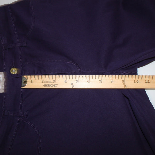 Chicos Pant Sz 1 x 29  Dark Purple Faux Pockets Straight Leg Cotton Spandex Pant