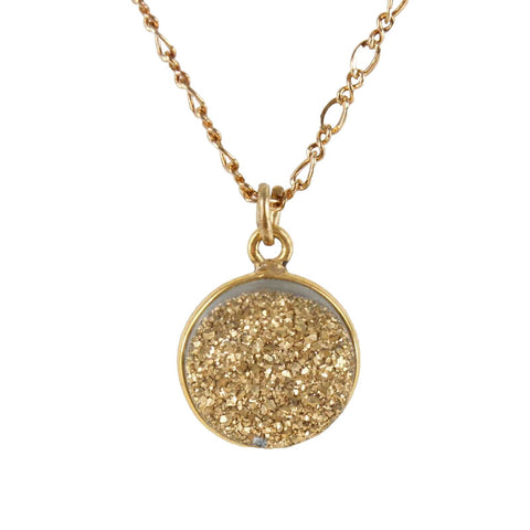Drusy 16" Goldtone Round Reversible Drusy Lobster Closure Necklace