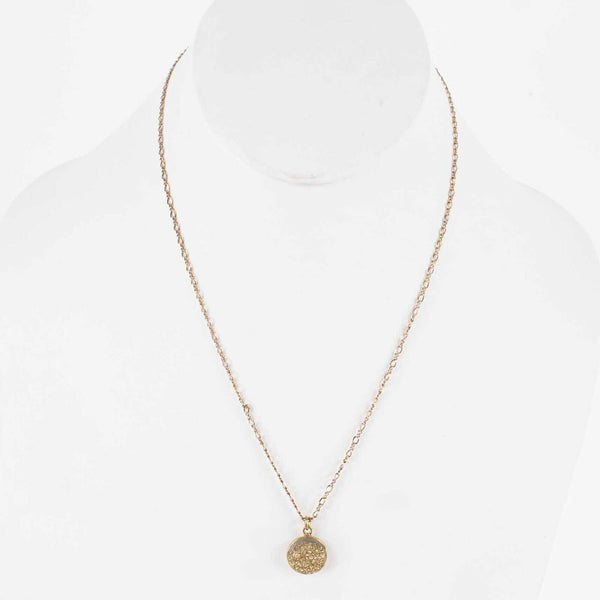 Drusy 16" Goldtone Round Reversible Drusy Lobster Closure Necklace