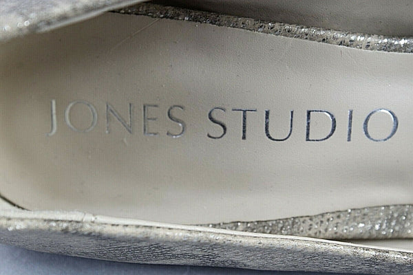 Jones Studio Sz 6.5M Tan Silver Multi Open Toe Manmade 3.5" High Heels