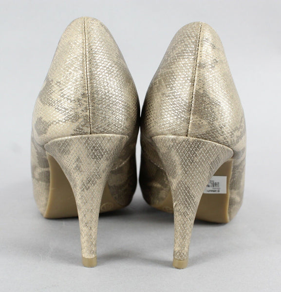 Jones Studio Sz 6.5M Tan Silver Multi Open Toe Manmade 3.5" High Heels