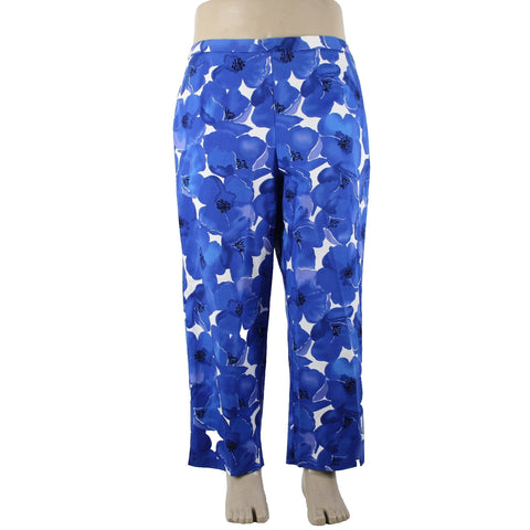 Sutton Studio NEW $79 Sz 18w x 25.5 Blue White Elastic Sides Cotton Lycra Pant