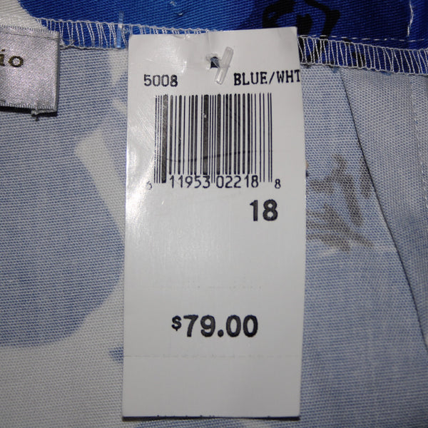 Sutton Studio NEW $79 Sz 18w x 25.5 Blue White Elastic Sides Cotton Lycra Pant