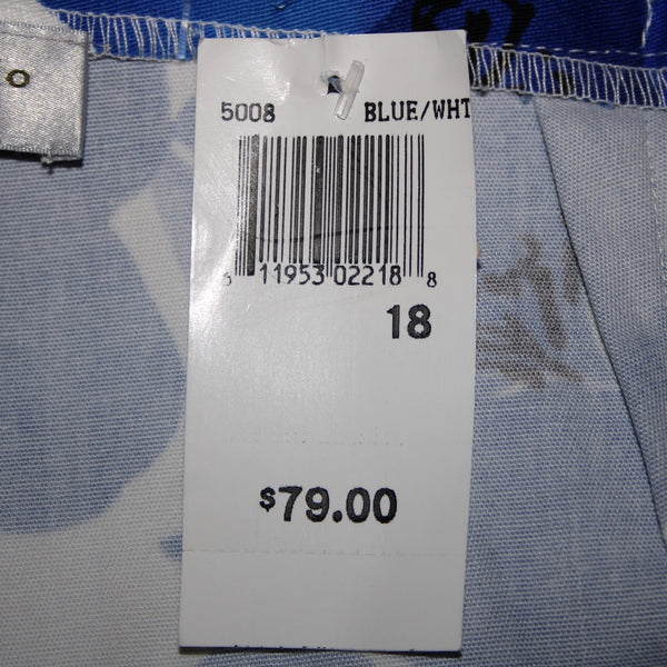 Sutton Studio NEW $79 Sz 18w x 25.5 Blue White Elastic Sides Cotton Lycra Pant