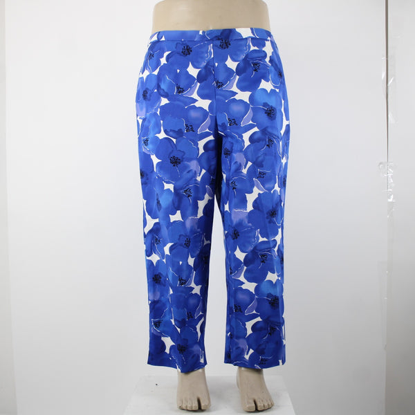 Sutton Studio NEW $79 Sz 18w x 25.5 Blue White Elastic Sides Cotton Lycra Pant