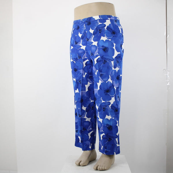 Sutton Studio NEW $79 Sz 18w x 25.5 Blue White Elastic Sides Cotton Lycra Pant