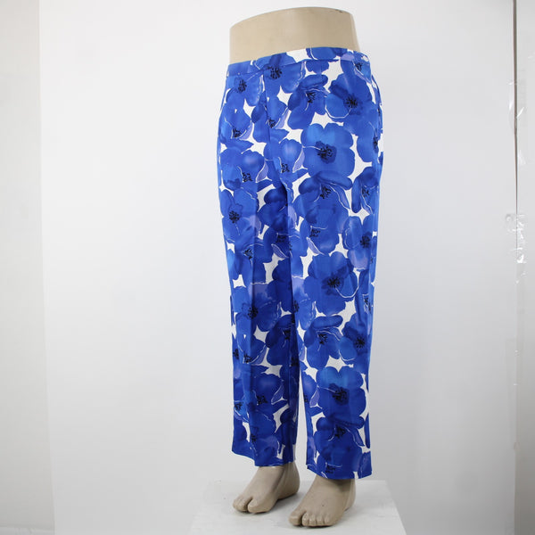 Sutton Studio NEW $79 Sz 18w x 25.5 Blue White Elastic Sides Cotton Lycra Pant
