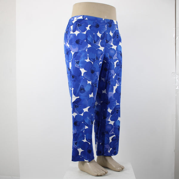 Sutton Studio NEW $79 Sz 18w x 25.5 Blue White Elastic Sides Cotton Lycra Pant