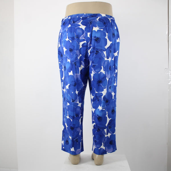 Sutton Studio NEW $79 Sz 18w x 25.5 Blue White Elastic Sides Cotton Lycra Pant