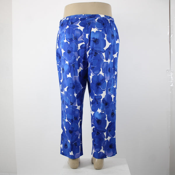 Sutton Studio NEW $79 Sz 18w x 25.5 Blue White Elastic Sides Cotton Lycra Pant