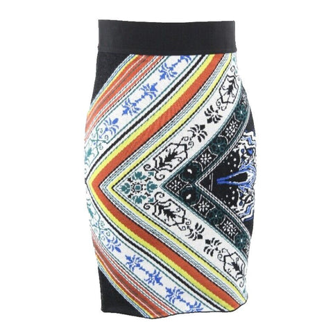 Rachel Roy NEW $53 Sz M Black Multi Pull On Viscose Blend Skirt