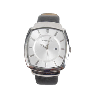 Kenneth Cole NY Sz 9in Black Leather Band Stainless Steel U-54-03-KC11993 Watch