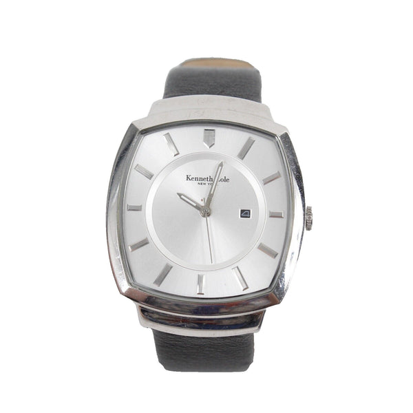Kenneth Cole NY Sz 9in Black Leather Band Stainless Steel U-54-03-KC11993 Watch