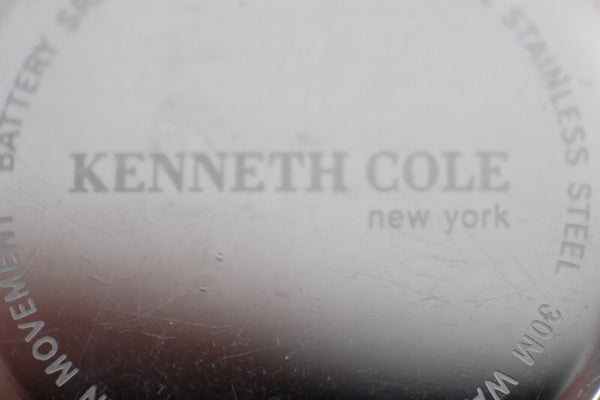 Kenneth Cole NY Sz 9in Black Leather Band Stainless Steel U-54-03-KC11993 Watch