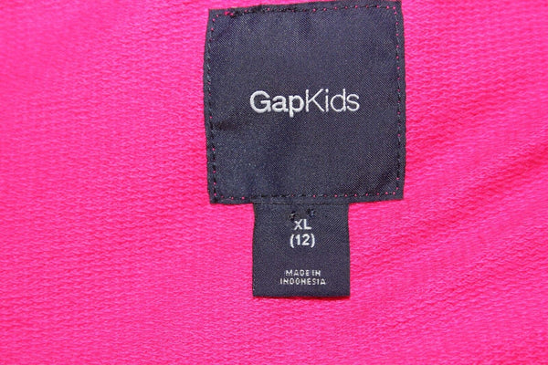 Gap Kids Sz XL 12 Pink White Striped Hooded Cotton French Terry Jacket