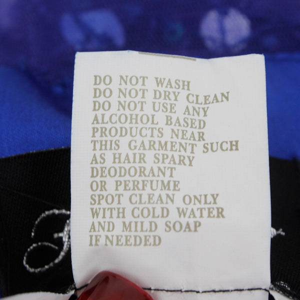 FabuLuxe NEW Sz XL Blue Beaded One Shoulder Lined Long Poly Tulle Accent Dress