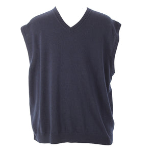 Pronto Uomo Sz 3X Navy Blue V Neck 100% Extra Fine Merino Wool Sweater Vest