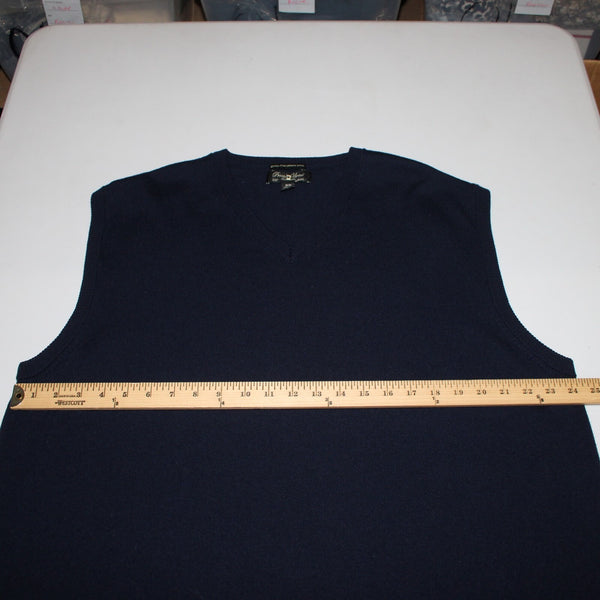 Pronto Uomo Sz 3X Navy Blue V Neck 100% Extra Fine Merino Wool Sweater Vest