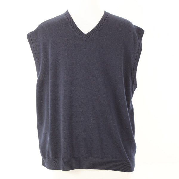 Pronto Uomo Sz 3X Navy Blue V Neck 100% Extra Fine Merino Wool Sweater Vest