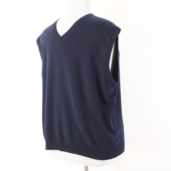 Pronto Uomo Sz 3X Navy Blue V Neck 100% Extra Fine Merino Wool Sweater Vest