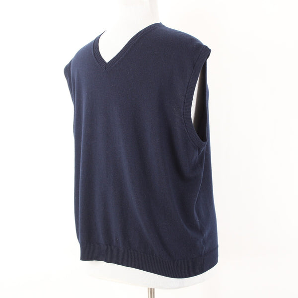Pronto Uomo Sz 3X Navy Blue V Neck 100% Extra Fine Merino Wool Sweater Vest