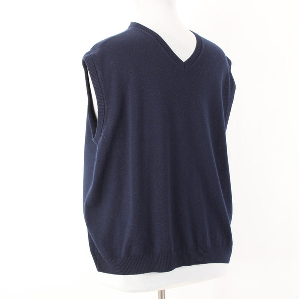 Pronto Uomo Sz 3X Navy Blue V Neck 100% Extra Fine Merino Wool Sweater Vest