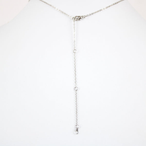 NICOLE Name Silvertone Rhinestone 14.5" w 4.5" Multi Ring Ext Necklace