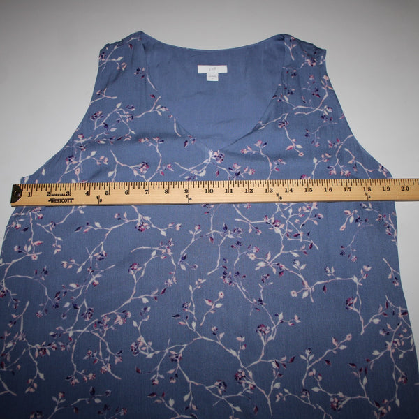 J Jill Sz M Blue White Multi Color Lined Ruffles Pullover 100% Rayon Dress