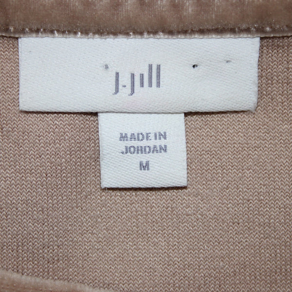 J Jill Sweater Sz M Tan Velour Long Sleeve Round Neck Cotton Modal Sweater