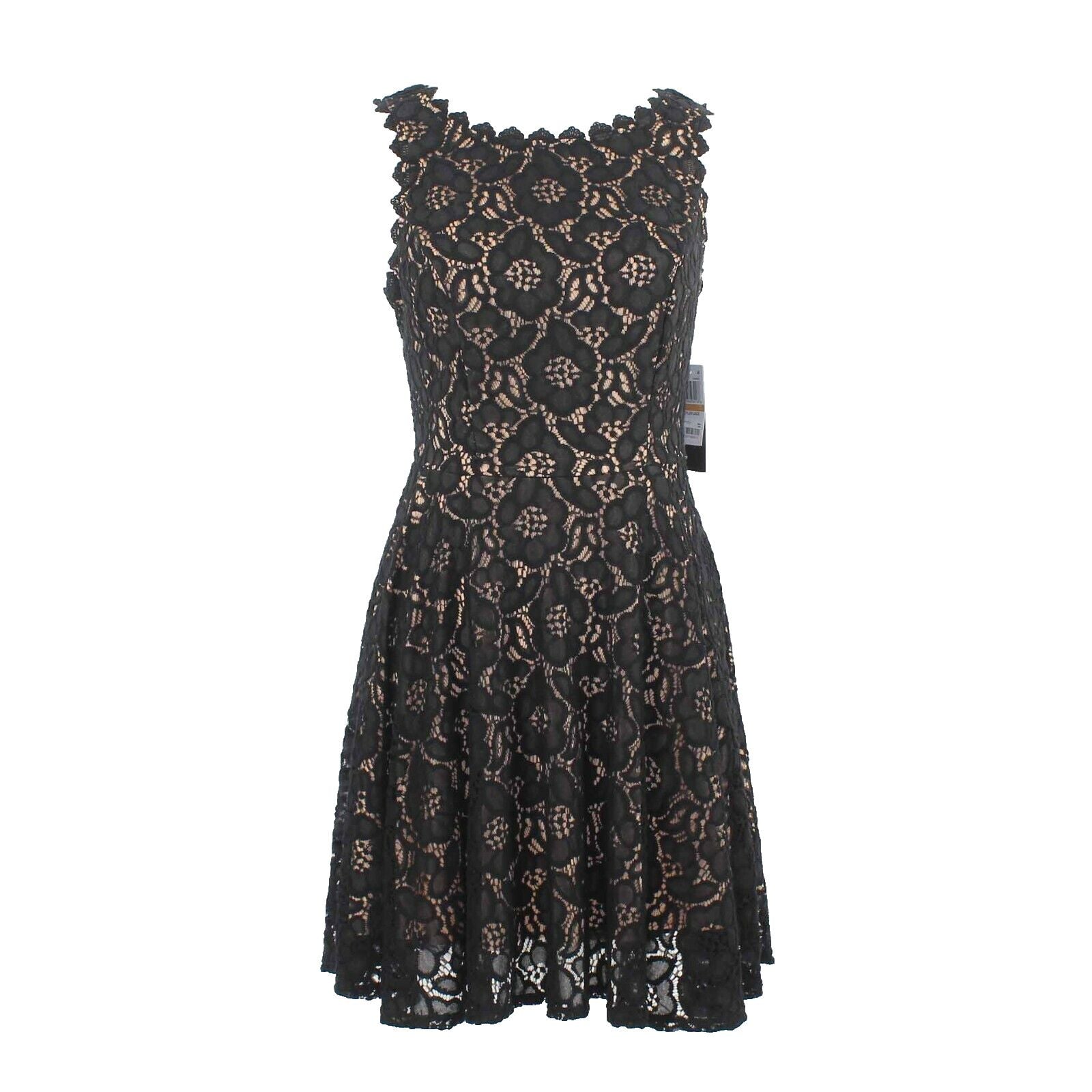 City Studio NEW Sz 7 Black Lace Overlay Nude Lining Cotton Blend Dress