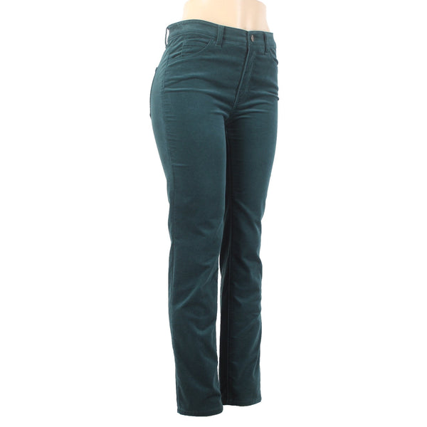 Talbots Pant Velveteen Sz 2 x 29  Green Straight Leg Pockets Cotton Elasterell