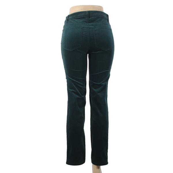 Talbots Pant Velveteen Sz 2 x 29  Green Straight Leg Pockets Cotton Elasterell