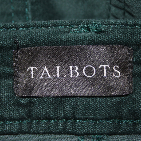 Talbots Pant Velveteen Sz 2 x 29  Green Straight Leg Pockets Cotton Elasterell