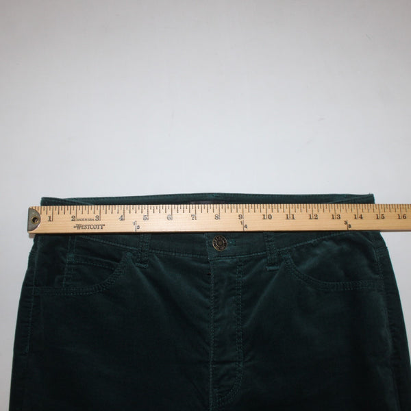 Talbots Pant Velveteen Sz 2 x 29  Green Straight Leg Pockets Cotton Elasterell