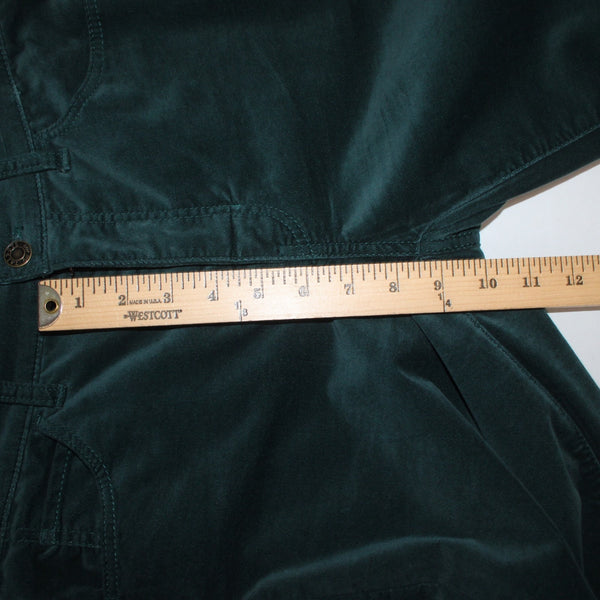 Talbots Pant Velveteen Sz 2 x 29  Green Straight Leg Pockets Cotton Elasterell