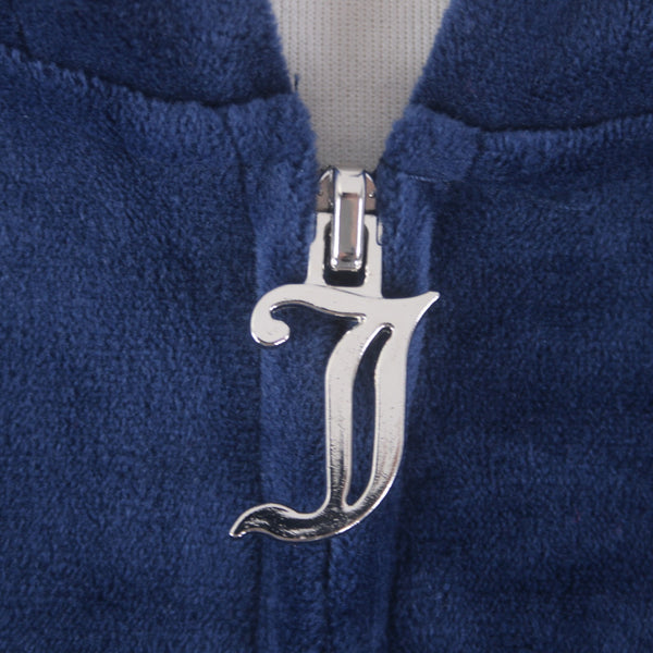 Juicy Couture Jacket NEW $169 Sz M Navy Blue Silver Velour Embroid Poly Spandex