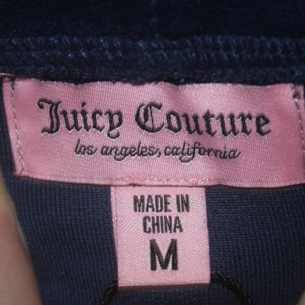 Juicy Couture Jacket NEW $169 Sz M Navy Blue Silver Velour Embroid Poly Spandex