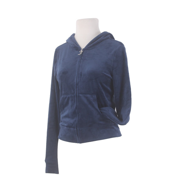 Juicy Couture Jacket NEW $169 Sz M Navy Blue Silver Velour Embroid Poly Spandex