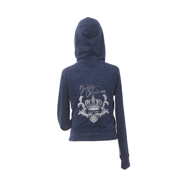 Juicy Couture Jacket NEW $169 Sz M Navy Blue Silver Velour Embroid Poly Spandex
