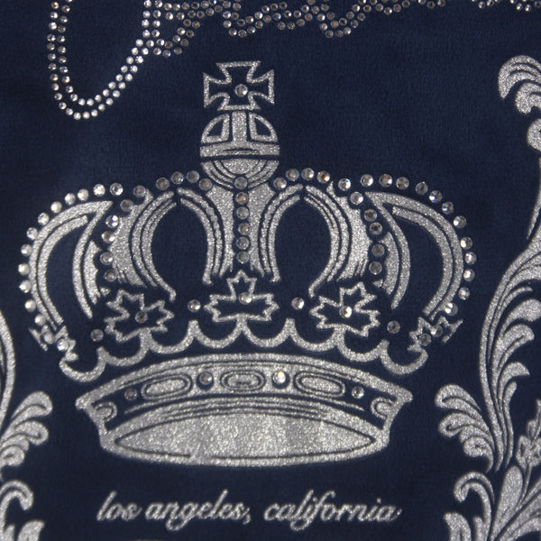 Juicy Couture Jacket NEW $169 Sz M Navy Blue Silver Velour Embroid Poly Spandex