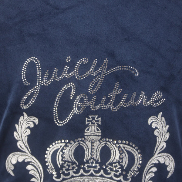 Juicy Couture Jacket NEW $169 Sz M Navy Blue Silver Velour Embroid Poly Spandex