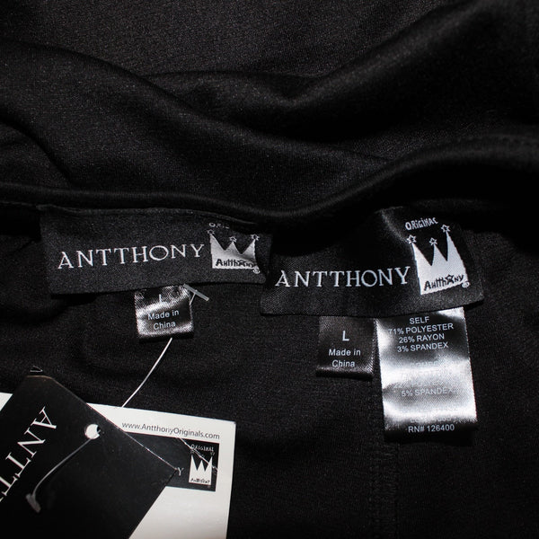 Antthony Sz L Knit Pant Set NEW Sz L Black Navy Asymmetrical Poly Rayon Pant Set