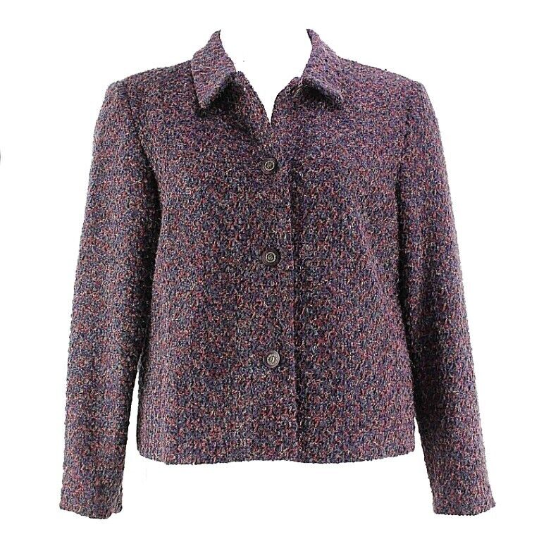 Requirements Sz 14 Purple Magenta Multi Poly Chenille Blend Lined Blazer