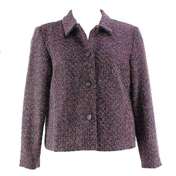 Requirements Sz 14 Purple Magenta Multi Poly Chenille Blend Lined Blazer