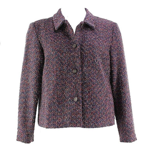 Requirements Sz 14 Purple Magenta Multi Poly Chenille Blend Lined Blazer