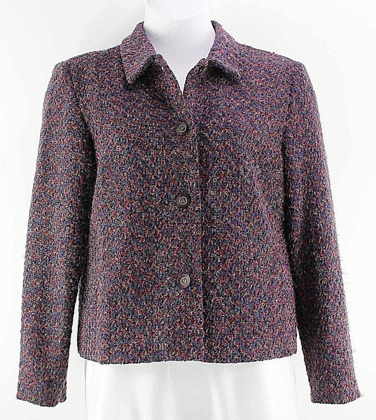 Requirements Sz 14 Purple Magenta Multi Poly Chenille Blend Lined Blazer