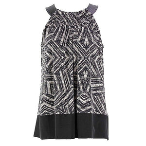 Calvin Klein Sz XS Black Taupe Polyester Spandex High Neck Sleeveless Top